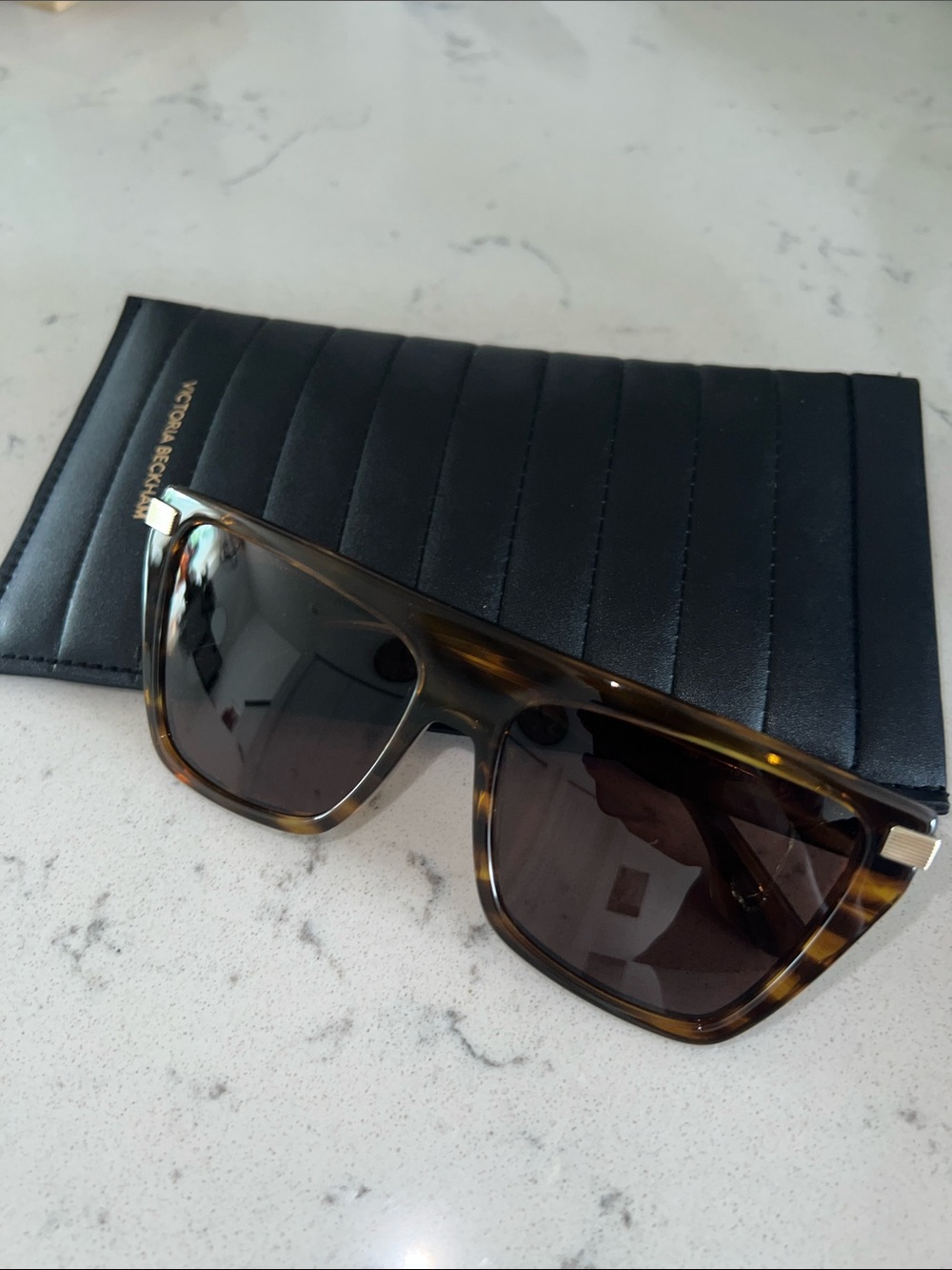 Victoria Beckham Tortoiseshell Oversized Square Sunglasses - Dark Brown Lenses